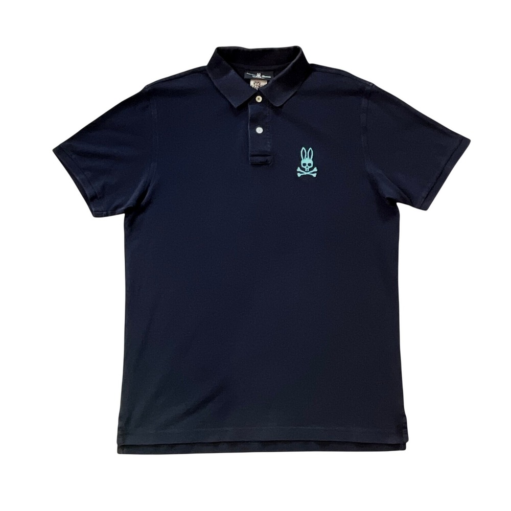 Psycho Bunny Mens Navy Blue Polo Shirt Size 6 Large Short Sleeve